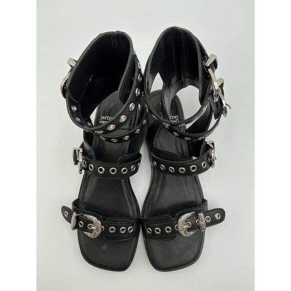 Jeffrey Campbell 'Eclecta' Black Leather Sandal Size 7 - Picture 3 of 6